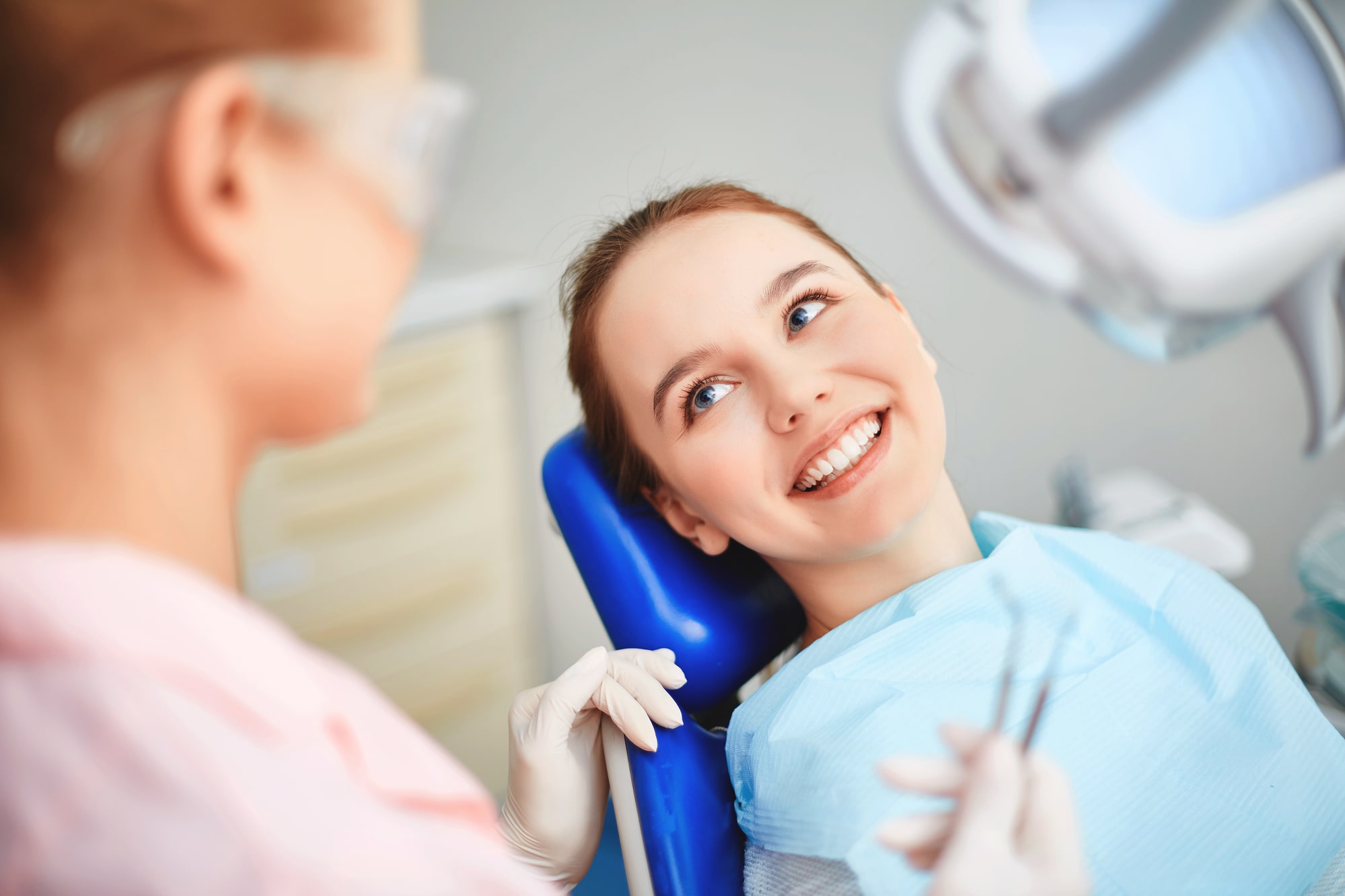Girl smiling in dentist
